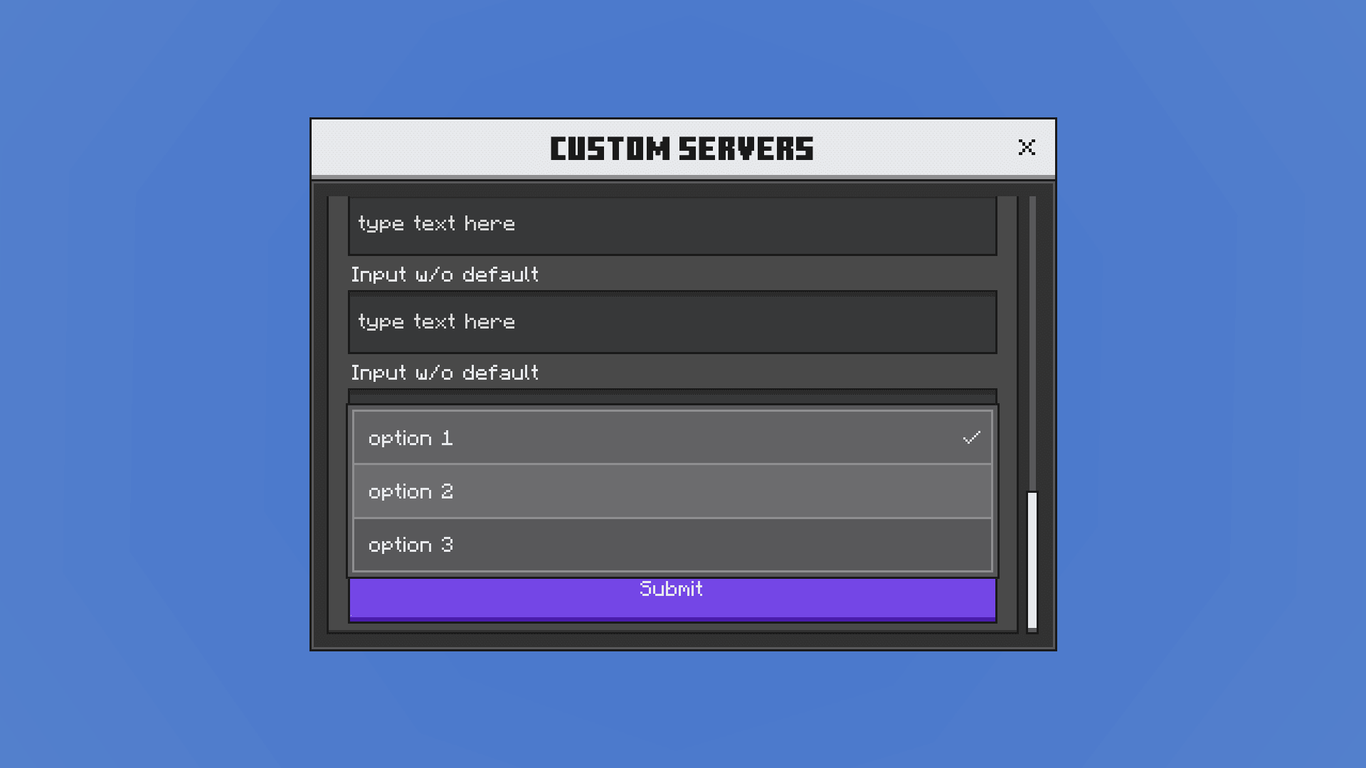 Custom Modal Form Scrolling & Dropdown