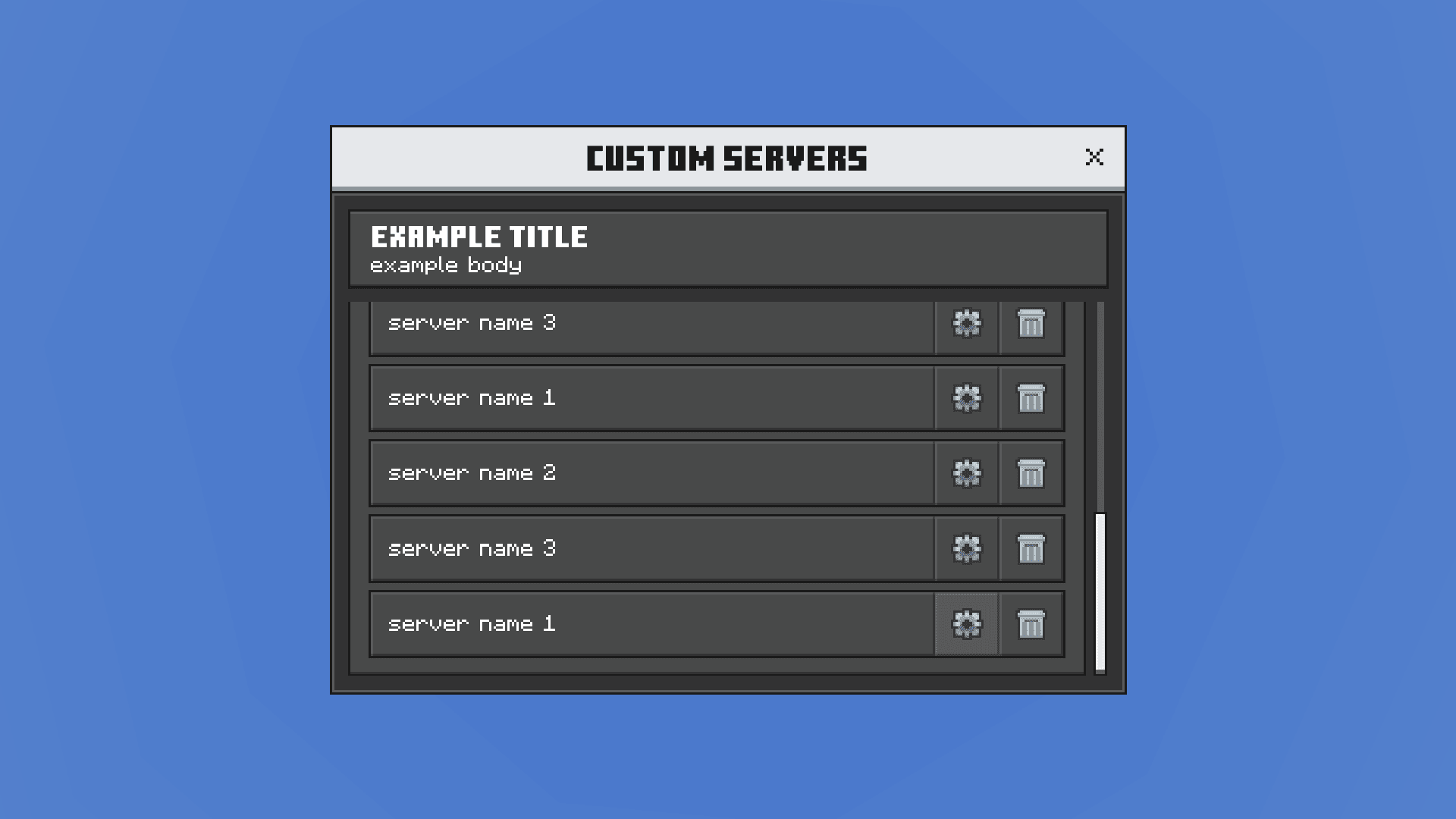 Custom Servers Scrolling