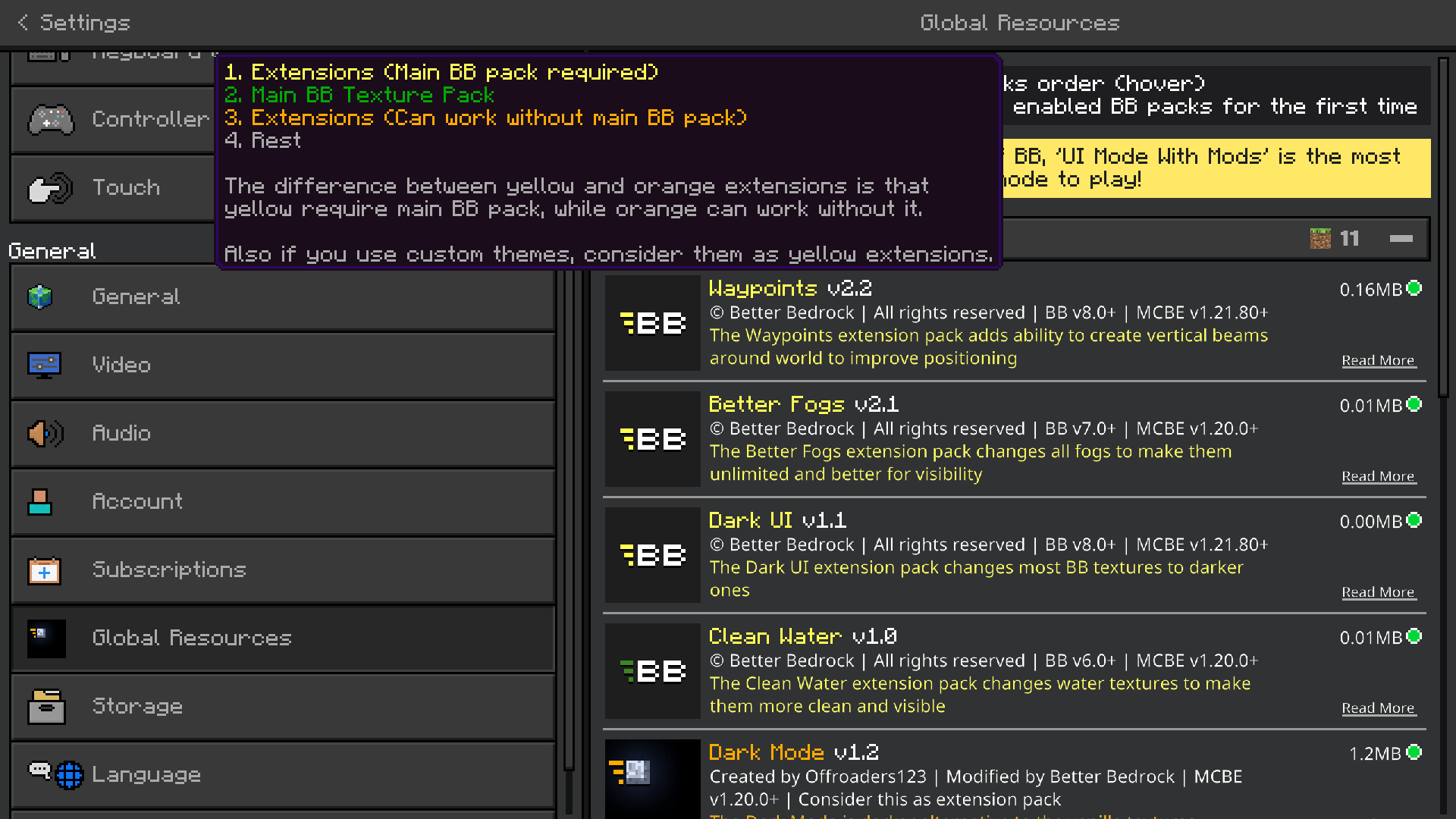 Many Extension Packs